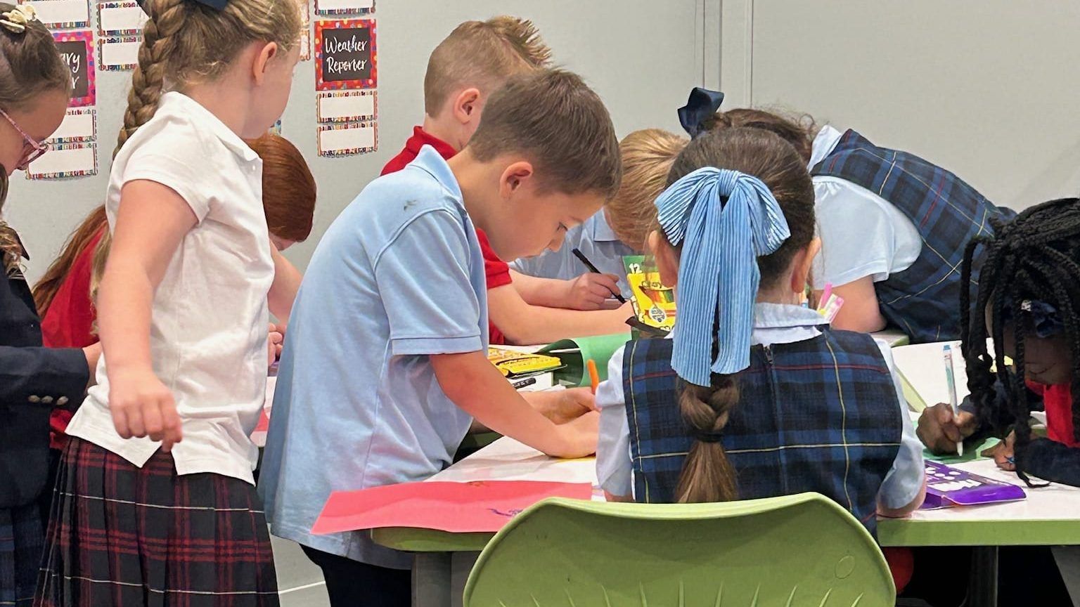 Carthage Christian Academy students working together in class
