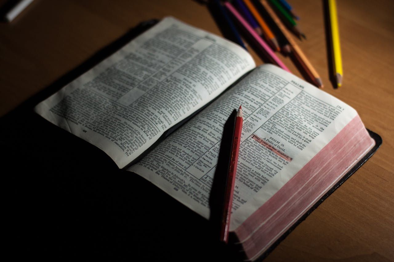 An open Bible with the book of Psalms